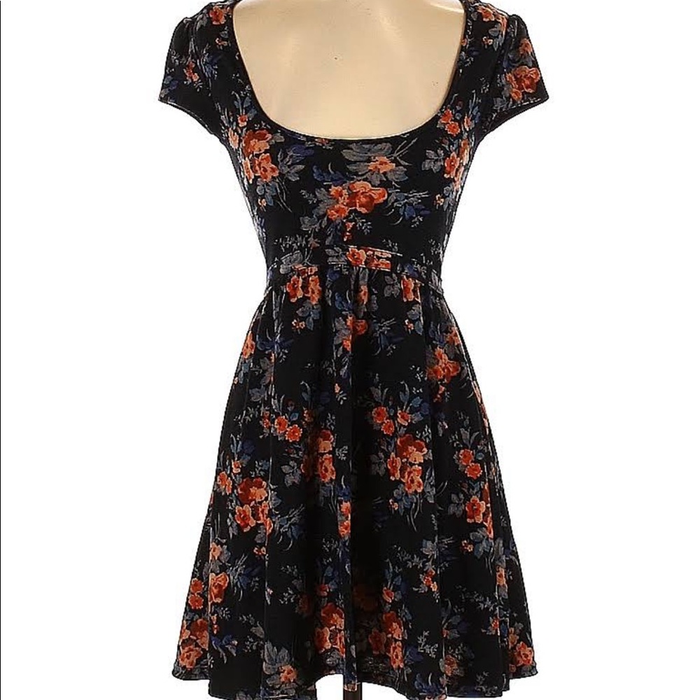 Black floral Urban Outfitters baby doll dress